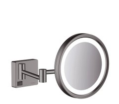 Зеркало косметическое Hansgrohe AddStoris с LED освещением черный матовый хром 41790340, Шлифованный черный хром