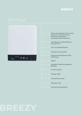 Побутовий рекуператор Vents Breezy 200-E Smart Л055 білий 0688480250