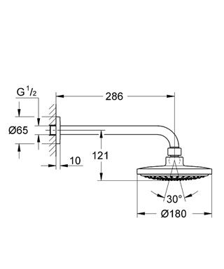 Верхній душ Grohe Cosmopolitan 180 26072000, Хром