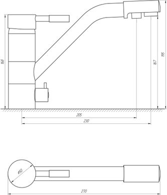 Смеситель для кухни под осмос Globus Lux GLLR-0555-8-St Steel, Хром матовый