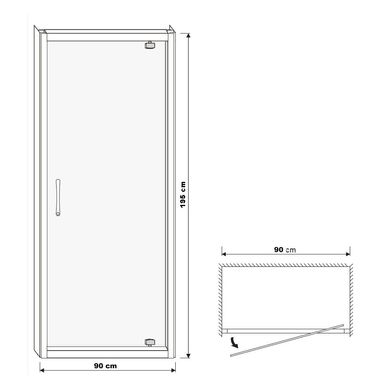 Душові двері Eger 90x195 см 599-150-90(h), прозорий, хром