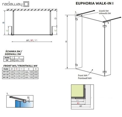 Душова перегородка Radaway Euphoria Walk-in I 130 см 383145-01-01+383160-01-01