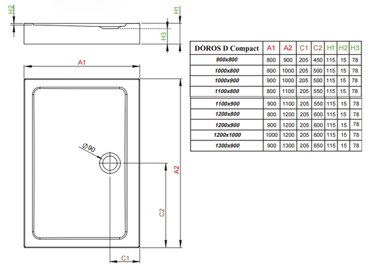 Душевой поддон Radaway Doros D Compact 100x80 SDRD1080-05