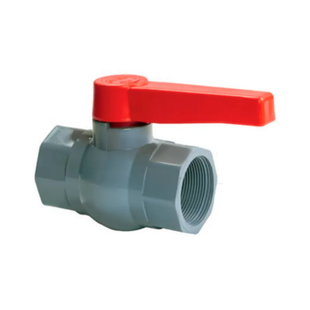 Кран кульовий Plamix PVF-2 1/2" FF PVC ручка "важіль" ( +red), grey PM0753
