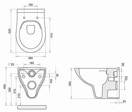 Унітаз підвісний Imprese Netka R Rimless із сидінням Soft Close с065048, Білий