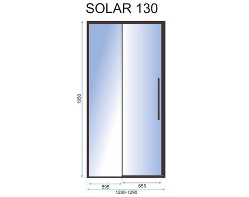 Душевая дверь Rea Solar black 130 REA-K6358, прозрачный, черный