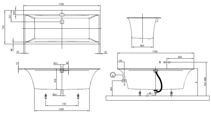 Ванна кварилова Villeroy & Boch Squaro Edge 170x75 UBQ170SQE2DV-01