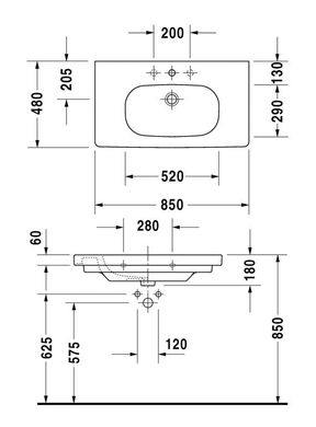 Тумба з умивальником 85 см Duravit Ketho KT006301818, Білий