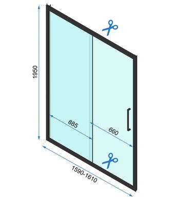 Душові двері Rea Rapid Slide 160 REA-K6406, прозорий, чорний