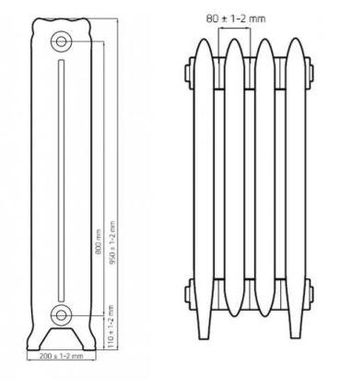 Чугунный радиатор Demir Dokum Nostalgia 800 (10 секций) N-800/180-10