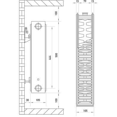 Радіатор сталевий Europroduct 22x500x900 бокове підключення EP4450