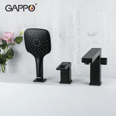 Смеситель для ванны на борт Gappo G1117-6, черный, Черный матовый