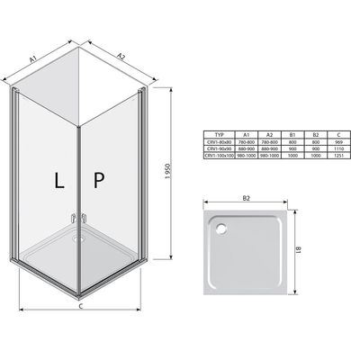 Душова кабіна Ravak Chrome CRV1 + CRV1 80см білий+transparent 1QV40101Z1