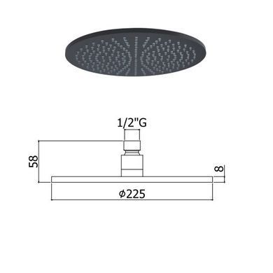 Верхний душ Paffoni Light ZSOF 074 NO, Черный матовый