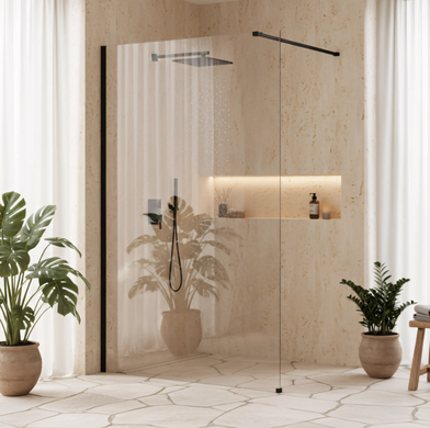 Душова стінка Rea Flexi Walk-In 100x195 transparent black KPL-K99162