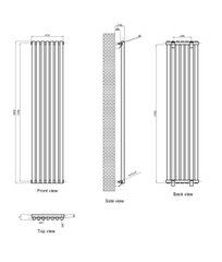 Вертикальный дизайнерский радиатор отопления Arttidesign Matera 7/1800 белый матовый, Серый
