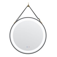Зеркало круглое 60*60 см, в алюминиевой раме, с подсветкой, диммером, зеркалам подогревом, черное Volle 16-25-600B, Черный матовый