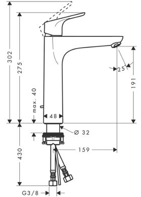 Змішувач для умивальника Hansgrohe Focus E2 EcoSmart 31608000, Хром