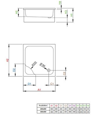 Душевой поддон Radaway Naxos C 90x90 для облицовки плиткой или мозаикой SNC9941-28