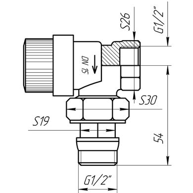Кран радиаторный угловой Q Professional 1/2″ NV-QP5007 под ключ с уплотнителем