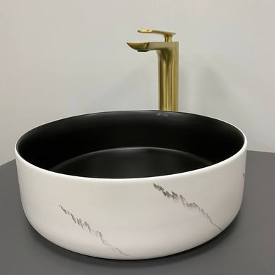 Умывальник VBI Prato white black marble matt накладной VBI-011409, Мрамор