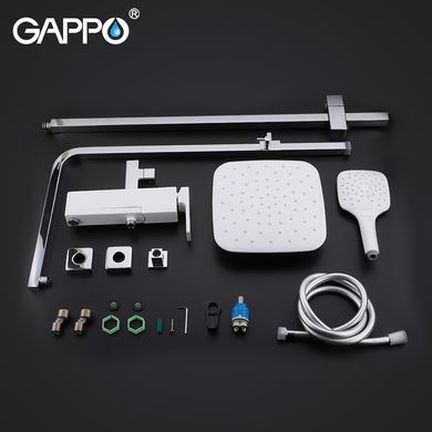 Душова система Gappo G2417-8, вилив - перемикач на лійку, білий/хром, Хром