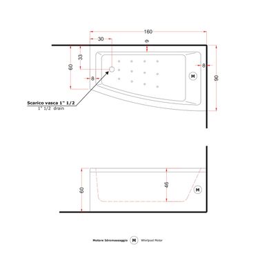 Ванна акрилова Gruppo Treesse Asyx 160x90 V8261DX+V8260F