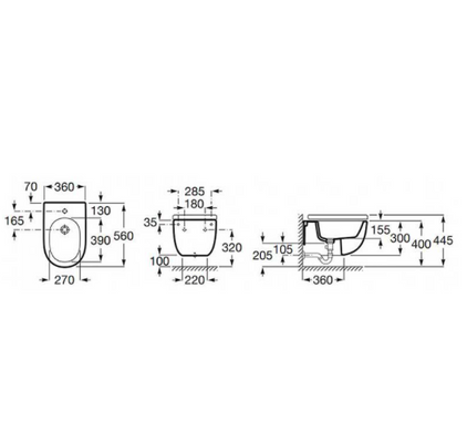 Біде підвісне Roca Meridian New A357248000, Білий