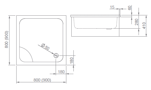 Душевой поддон Radaway Naxos C 90x90 для облицовки плиткой или мозаикой SNC9941-28