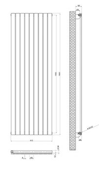Вертикальный дизайнерский радиатор отопления Arttidesign Livorno 9/1800 чёрный матовый, Черный матовый