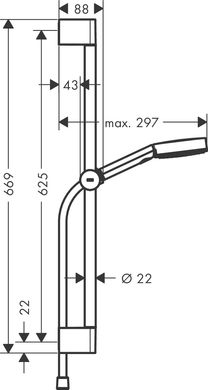 Душевой гарнитур Hansgrohe Pulsify Select Relaxation 105 3jet 65 см EcoSmart черный матовый 24161670, Черный матовый