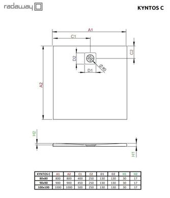 Душовий піддон Radaway Kyntos C 90x90 HKC9090-04