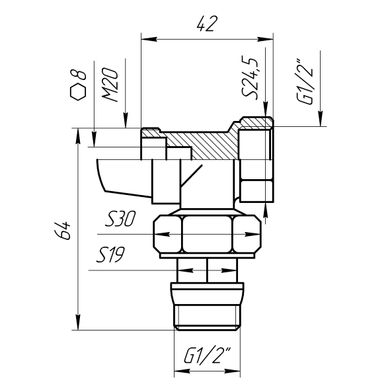 Кран радиаторный угловой Q Professional 1/2″ NV-QP5017 под термоголовку с уплотнителем