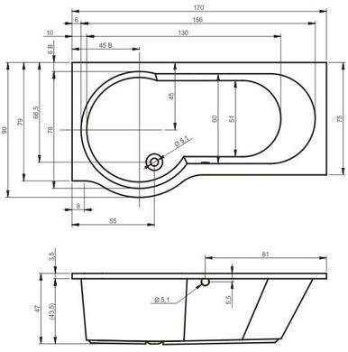 Ванна акриловая Riho Dorado 170x90 права BA8000500000000