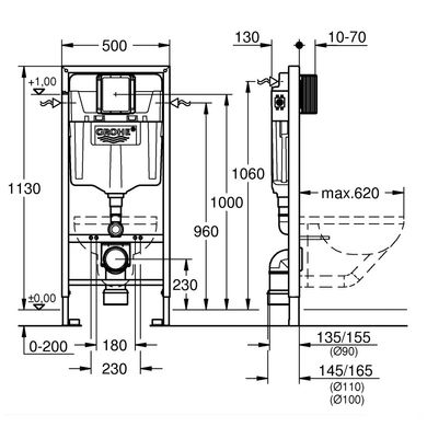 Инсталляция для унитаза 3 в 1 Grohe Rapid SL 39503000