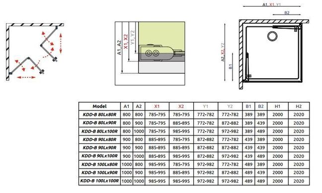 Душевая кабина Radaway Fuenta New KDD-B 90Lx80Rx200 384071-01-01L+384070-01-01R