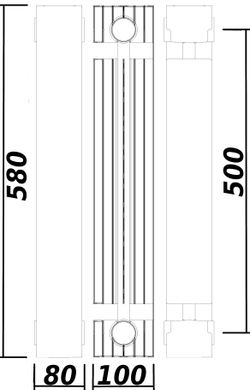 Радиатор биметаллический секционный Queen Therm 500/100 Universal (кратно 10), Белый