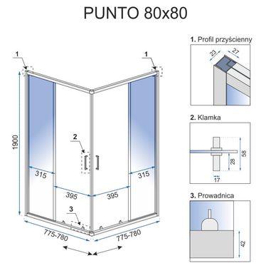 Душевая кабина Rea Punto 80x80 black REA-K4800, Черный, Универсальная, прозрачный