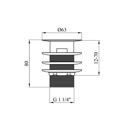 Донный клапан для раковины Kroner KRM - C962-1 1 1/4" с переливом CV022945, Хром