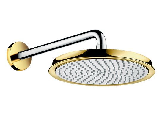 Верхній душ Hansgrohe Raindance Classic AIR 240 мм з тримачем 383 мм Chrome/Gold Optic 27424090, Золотий