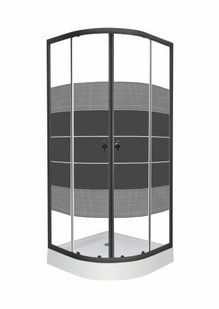 Душевая кабина угловая RJ Tulip 90x90 раздвижная стекло Linia 4 мм мелкий поддон black matt 90ВRZ081Linia, Черный матовый, интимато, Черный матовый