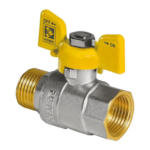 Кран шаровый Koer KR.218.G - 3/4" FM ГШМ Yellow, ручка "бабочка" желтая KR0094