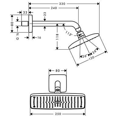 Верхній душ Hansgrohe Raindance E 240 мм з тримачем 27370000, Хром