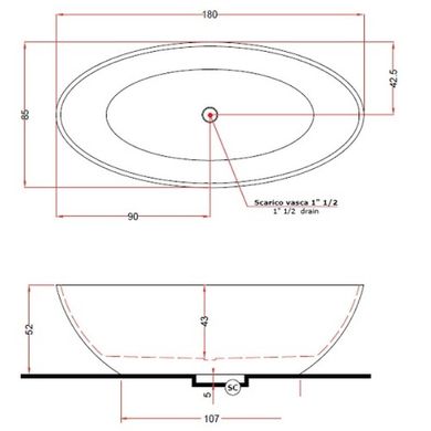 Ванна акриловая отдельностоящая Gruppo Treesse Carezza 180x85 V308BL