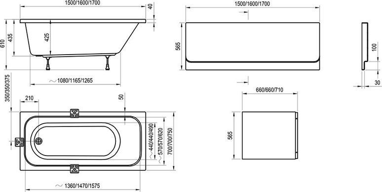 Ванна акриловая Ravak Chrome 160x70 C731000000