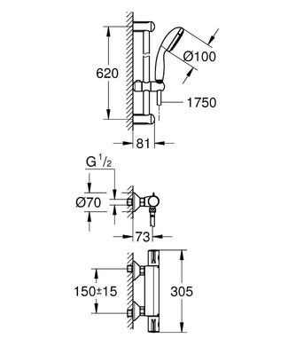 Термостат для душу Grohe Grohtherm 800 34565000, Хром