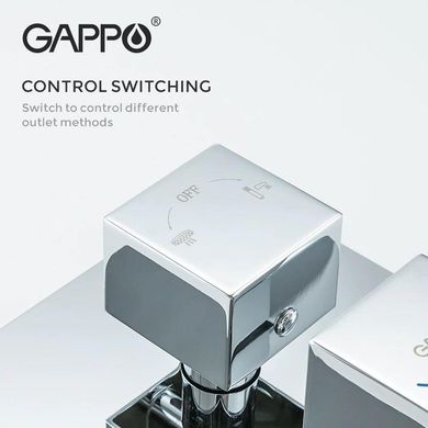 Душова система прихованого монтажу Gappo G7107-40, вилив - перемикач на лійку, 3-функції, хром, Хром