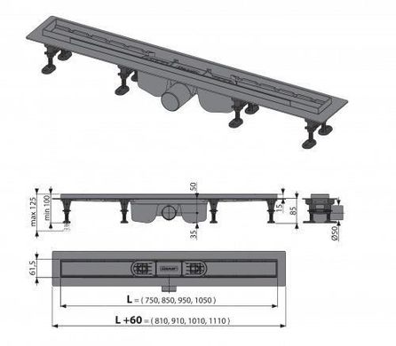 Дренажный канал Alcaplast APZ12-850