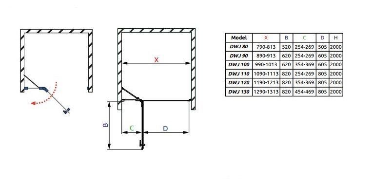 Душевая дверь Radaway Fuenta New DWJ 100 см 384014-01-01R