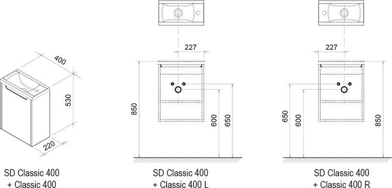 Тумба под умывальник Ravak SD Classic 400 белая X000000416